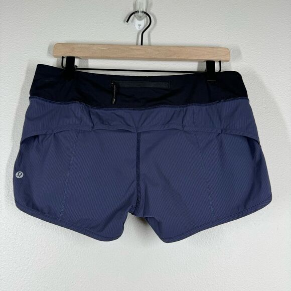 Lululemon Speed Up Lined Short Navy Blue Stripe Running Gym Women’s Size 8 - Picture 4 of 7